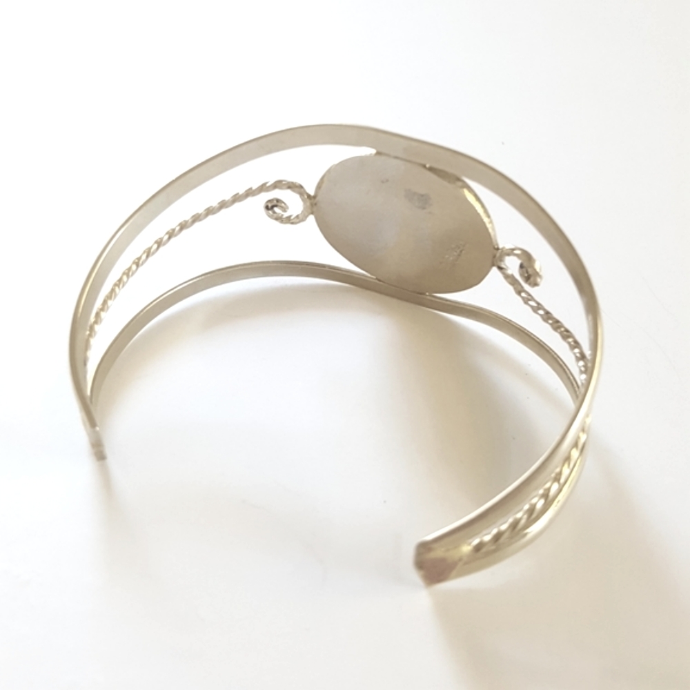 Sterling Cuff Bracelet 🎀 Mother of Pearl design - Picture 5 of 11